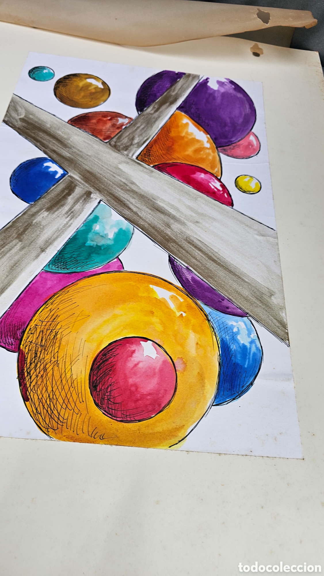 Otros objetos de arte: Dibujos abstractos con t&eacute;cnicas mixtas...... - Foto 4