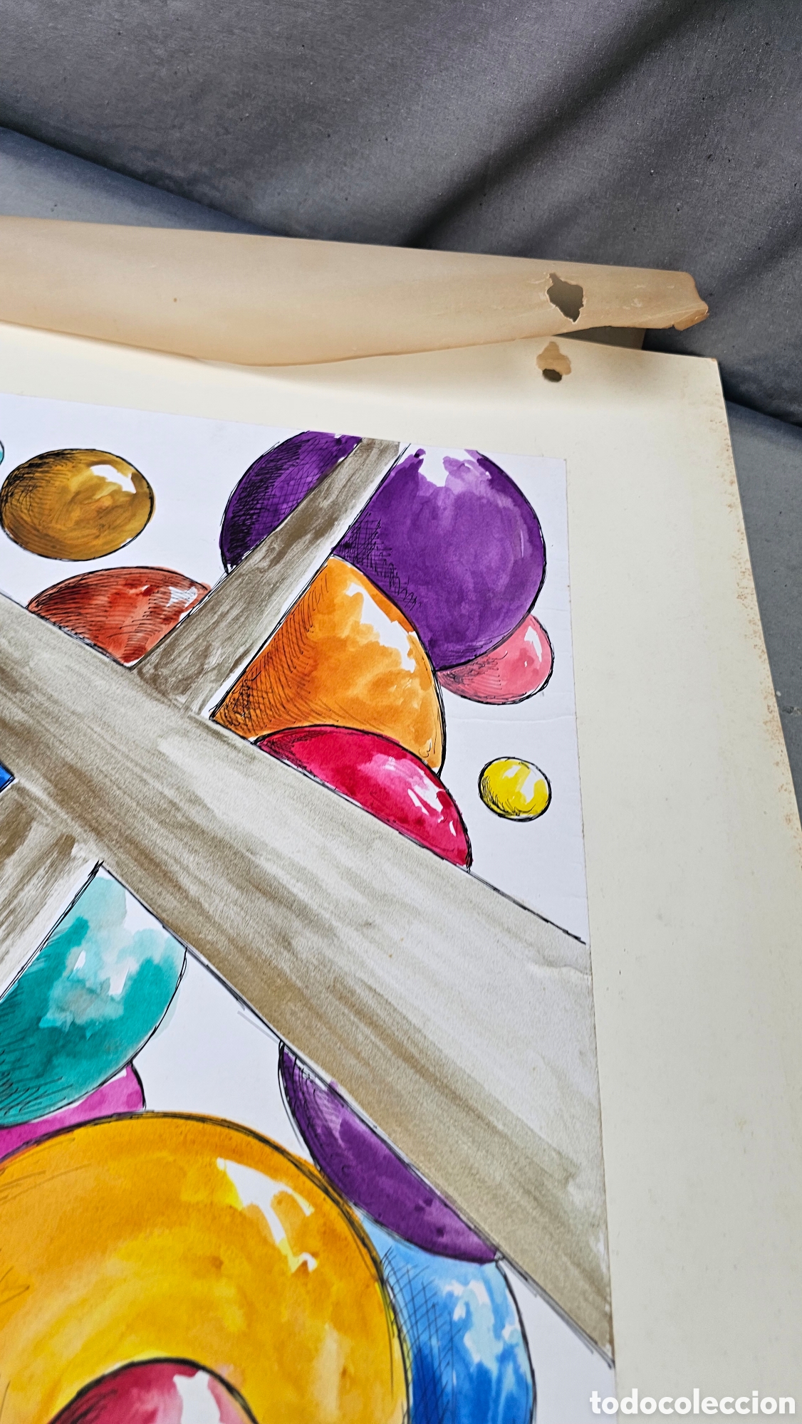 Otros objetos de arte: Dibujos abstractos con t&eacute;cnicas mixtas...... - Foto 5