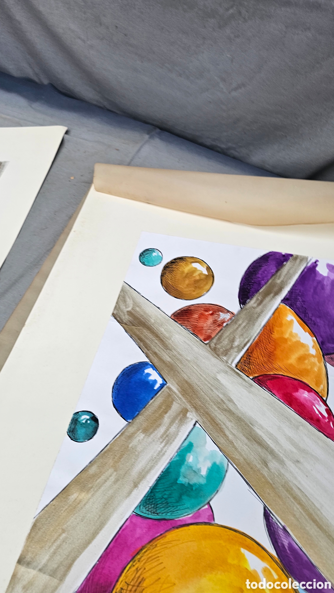Otros objetos de arte: Dibujos abstractos con t&eacute;cnicas mixtas...... - Foto 6