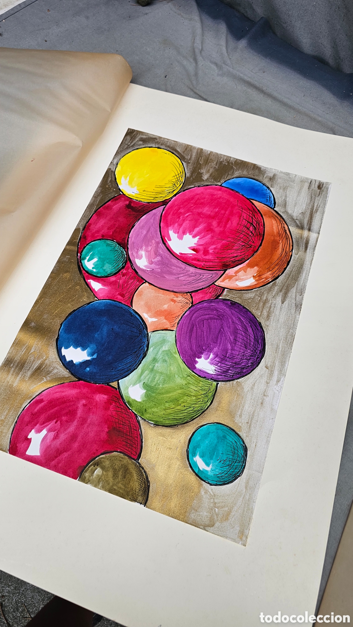 Otros objetos de arte: Dibujos abstractos con t&eacute;cnicas mixtas...... - Foto 9