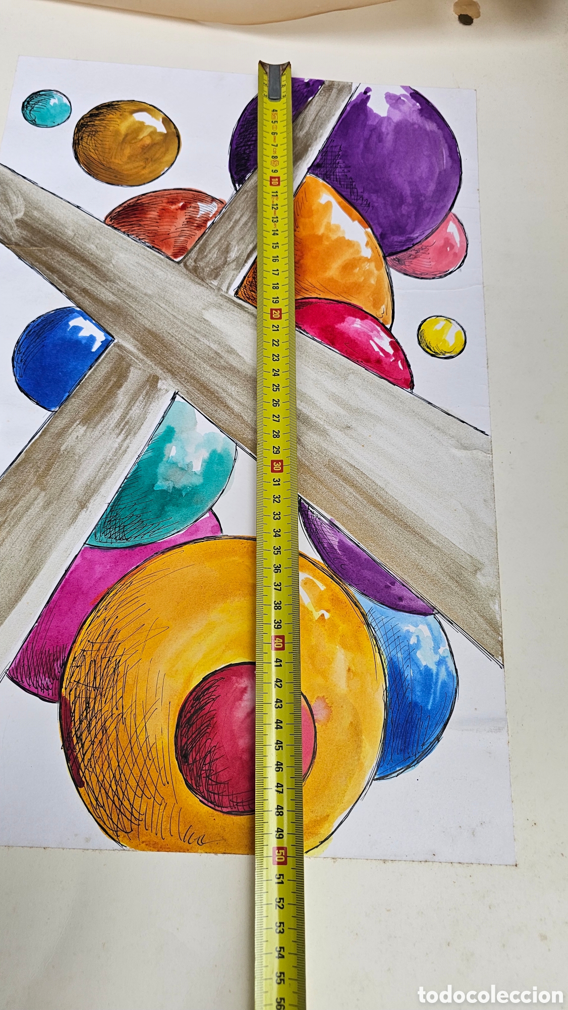 Otros objetos de arte: Dibujos abstractos con t&eacute;cnicas mixtas...... - Foto 10