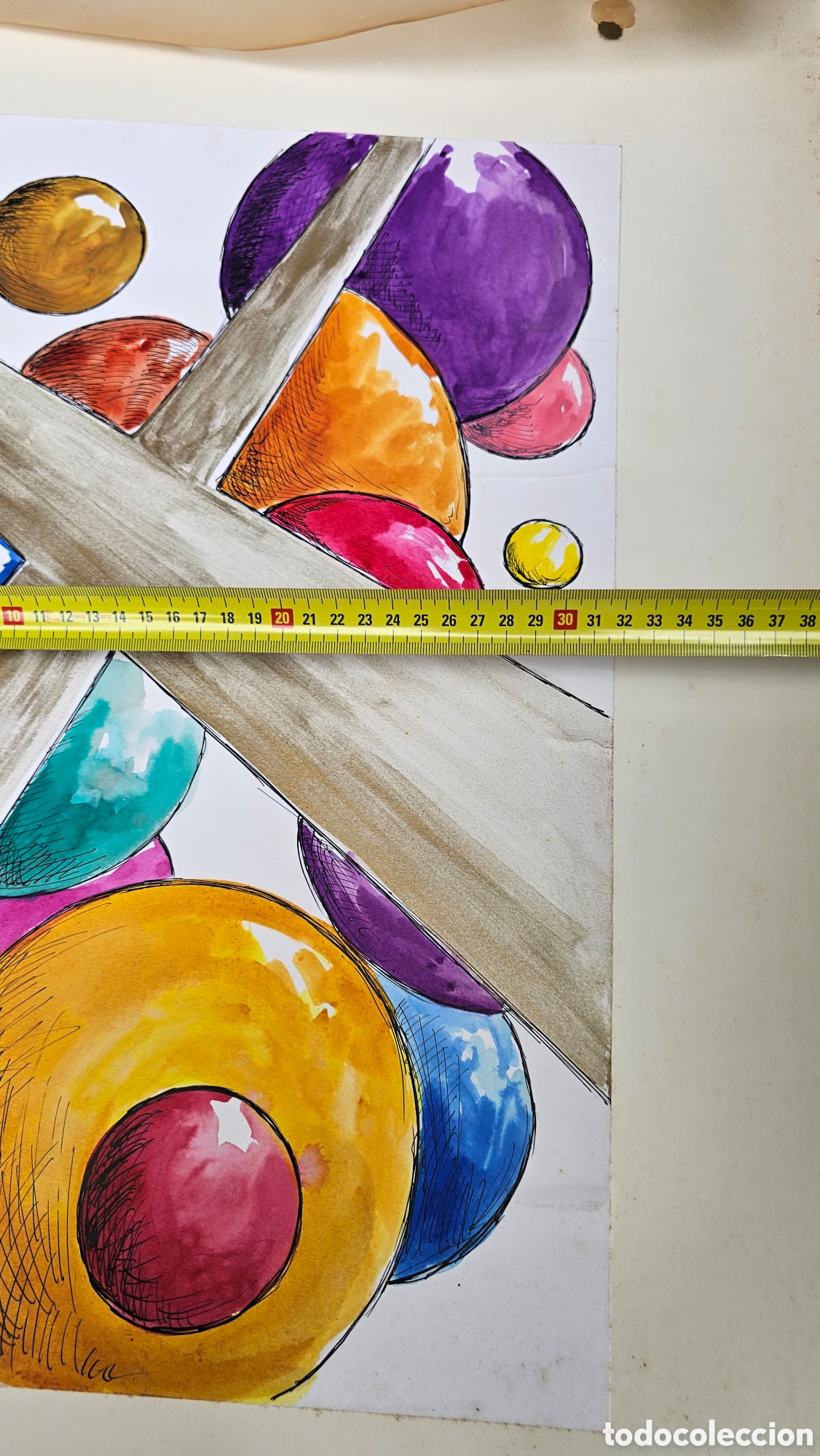 Otros objetos de arte: Dibujos abstractos con t&eacute;cnicas mixtas...... - Foto 11