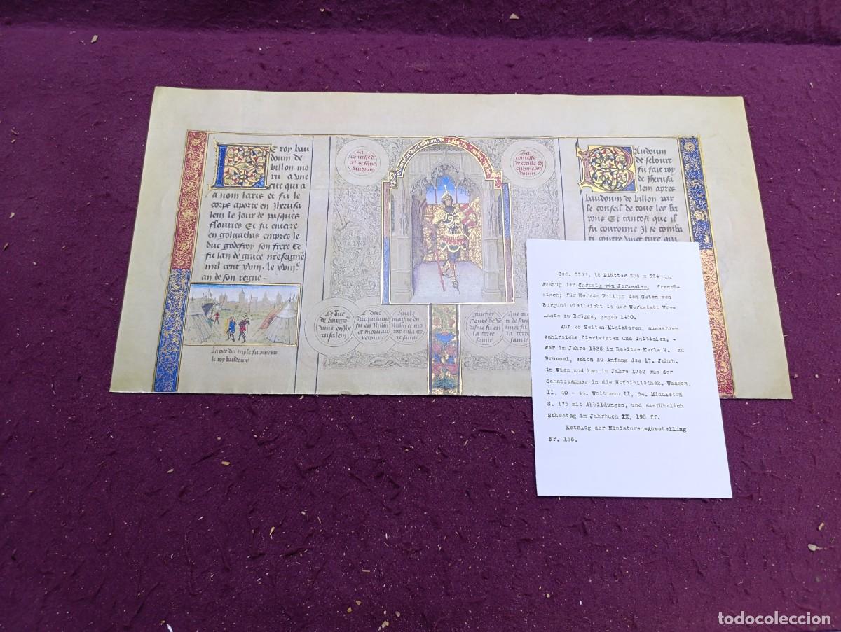 Otros objetos de arte: Hoja del C&oacute;dice &rdquo;Cr&oacute;nicas de las Cruzadas de Jerusal&eacute;n&rdquo; de 1450, facs&iacute;mil - Foto 2