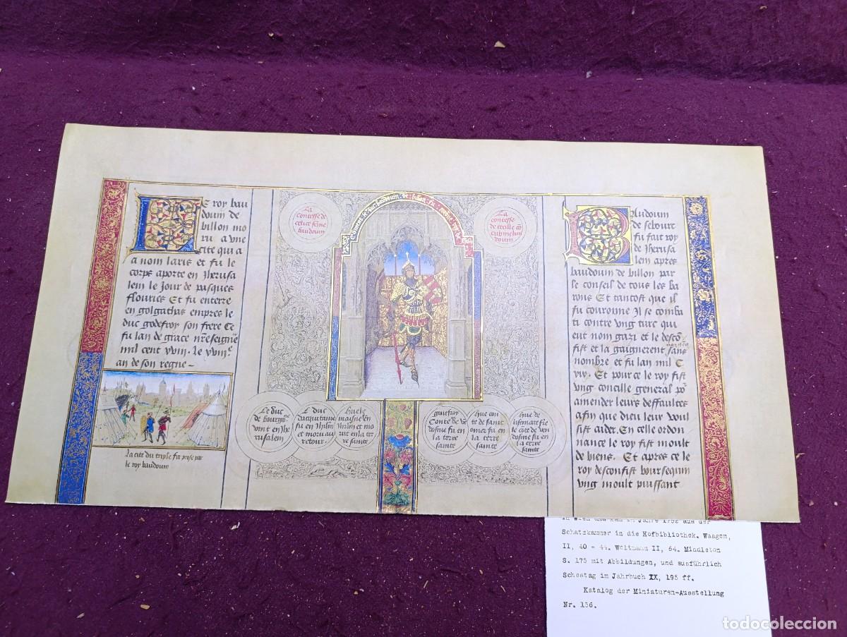 Otros objetos de arte: Hoja del C&oacute;dice &rdquo;Cr&oacute;nicas de las Cruzadas de Jerusal&eacute;n&rdquo; de 1450, facs&iacute;mil - Foto 4