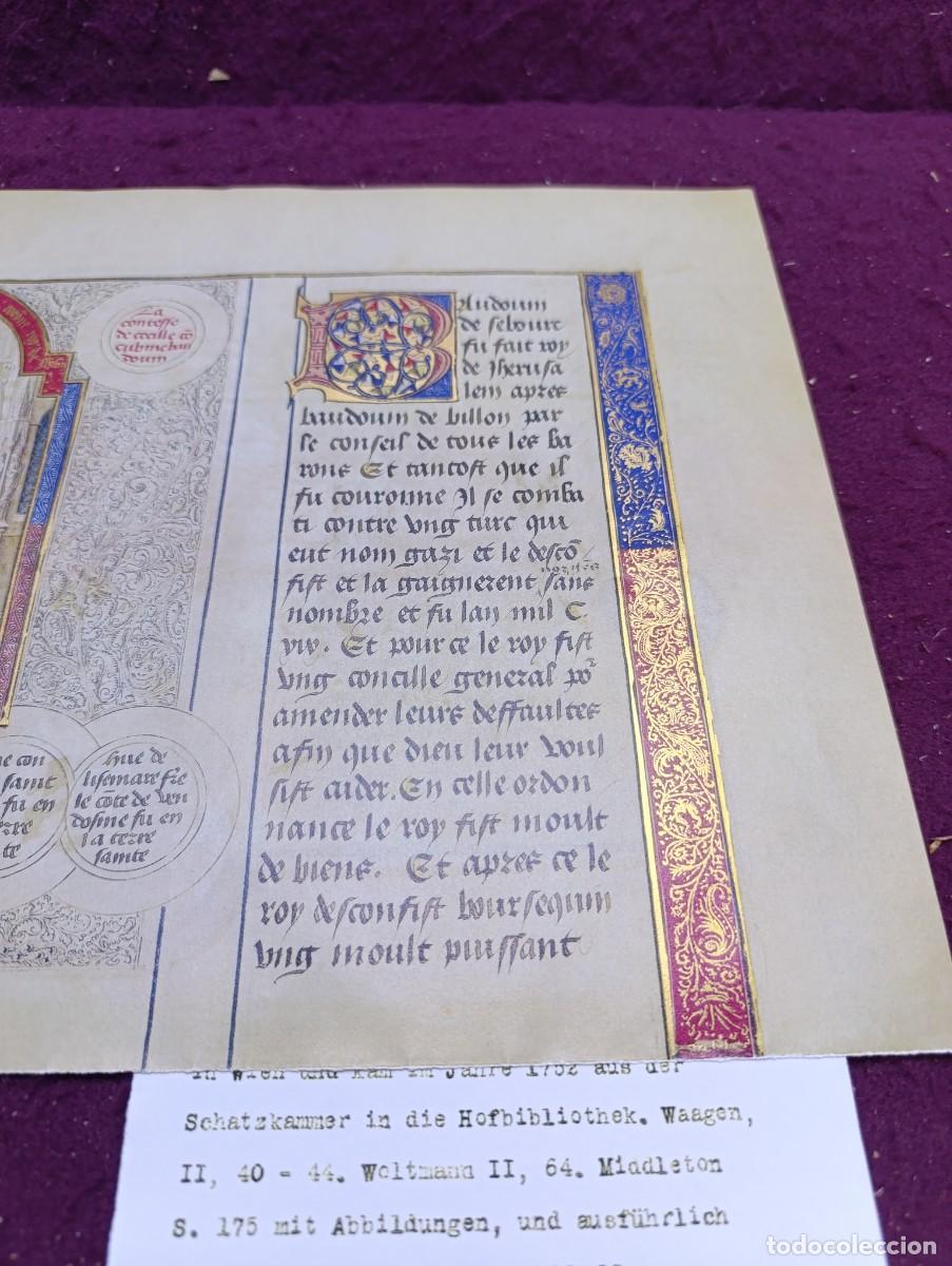 Otros objetos de arte: Hoja del C&oacute;dice &rdquo;Cr&oacute;nicas de las Cruzadas de Jerusal&eacute;n&rdquo; de 1450, facs&iacute;mil - Foto 7