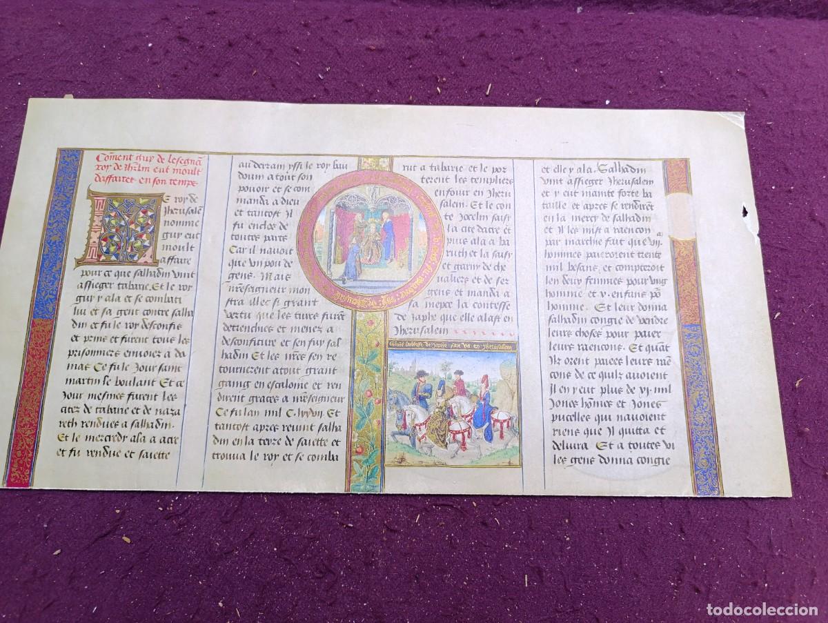 Otros objetos de arte: Hoja del C&oacute;dice &rdquo;Cr&oacute;nicas de las Cruzadas de Jerusal&eacute;n&rdquo; de 1450, facs&iacute;mil - Foto 4