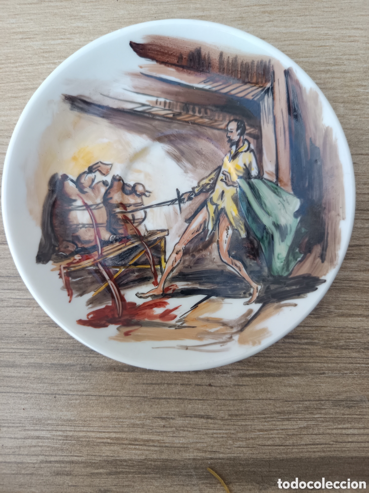 Otros objetos de arte: Plato cer&aacute;mica Ara Valencia sello inciso Segra Don Quijote