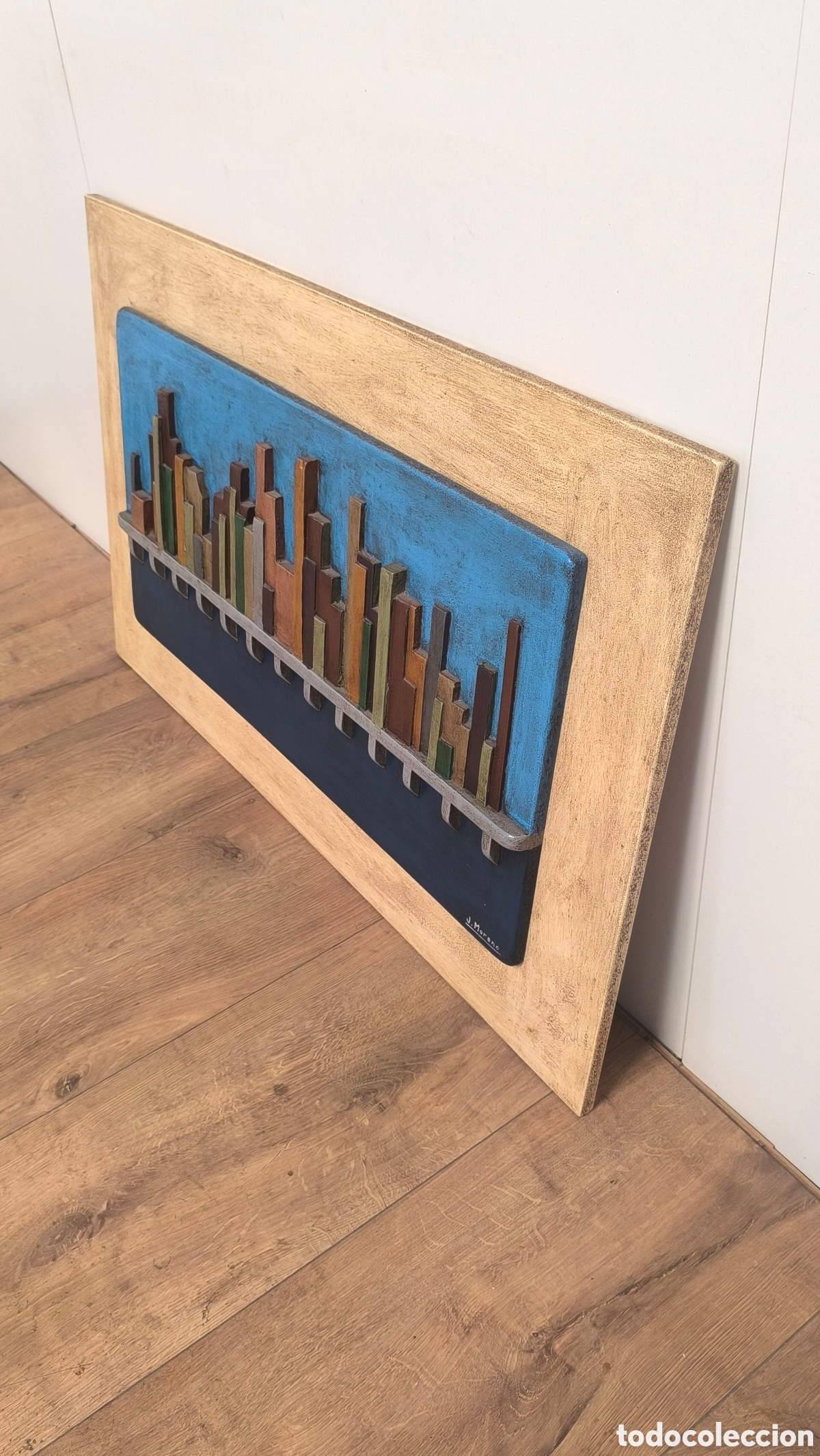 Otros objetos de arte: CUADRO EDIFICIOS DE MADERA AGLOMERADA ARTESANAL - Foto 2