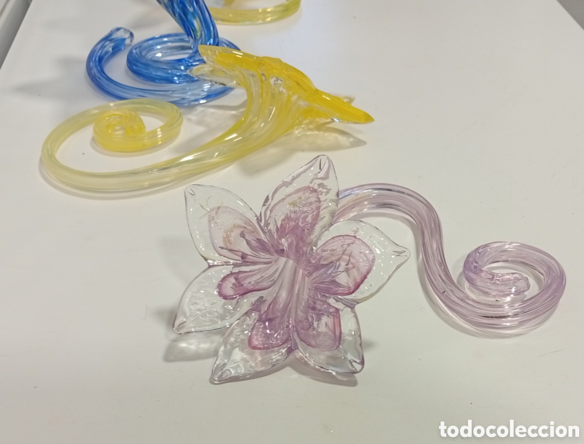 Otros objetos de arte: Lote de 4 flores de cristal de Murano - Foto 2