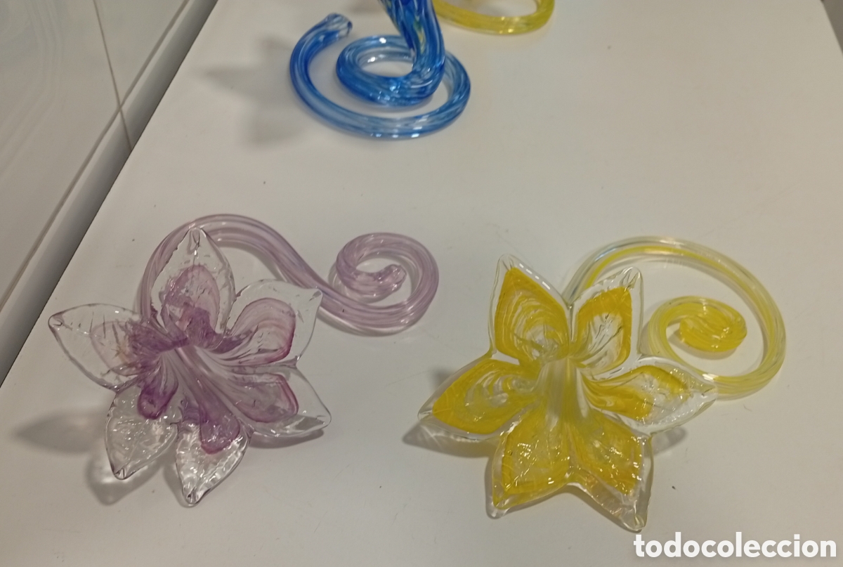 Otros objetos de arte: Lote de 4 flores de cristal de Murano - Foto 3