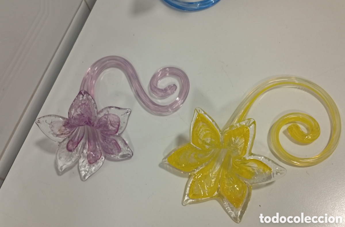 Otros objetos de arte: Lote de 4 flores de cristal de Murano - Foto 4