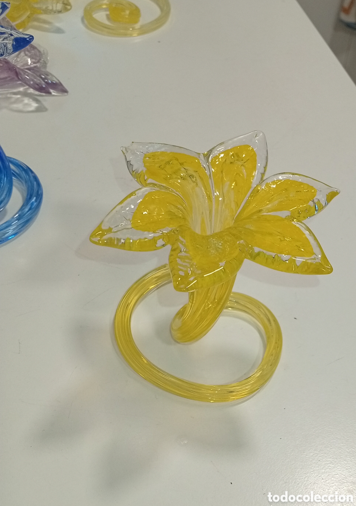 Otros objetos de arte: Lote de 4 flores de cristal de Murano - Foto 6