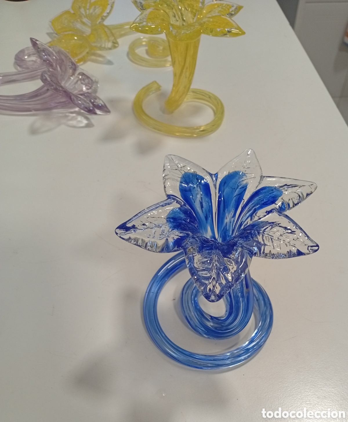 Otros objetos de arte: Lote de 4 flores de cristal de Murano - Foto 7