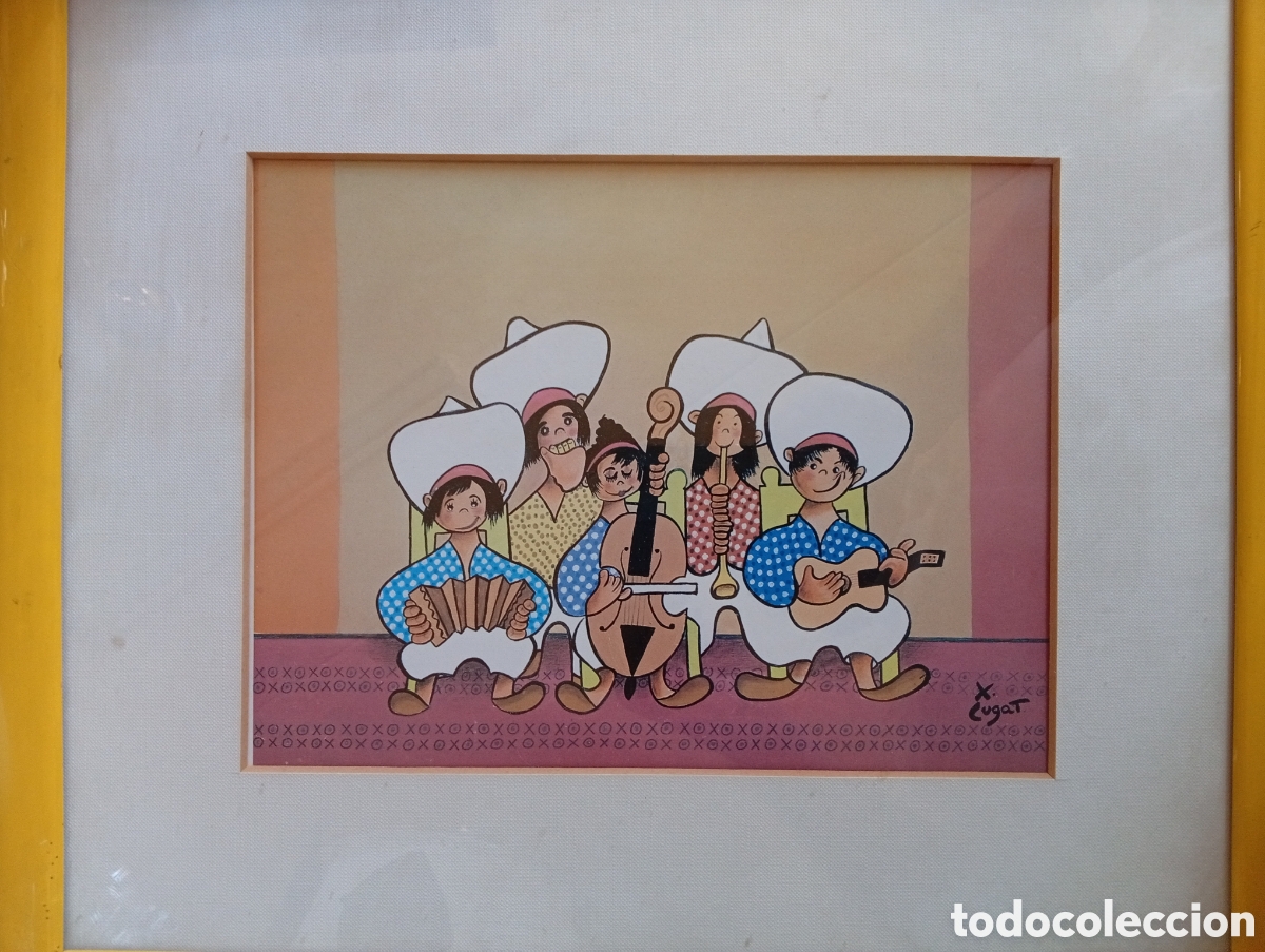 Otros objetos de arte: Xavier cugat ( Girona- 1990 Barcelona) 1900 lote de 2 laminas litograf&iacute;as enmarcadas decorativas