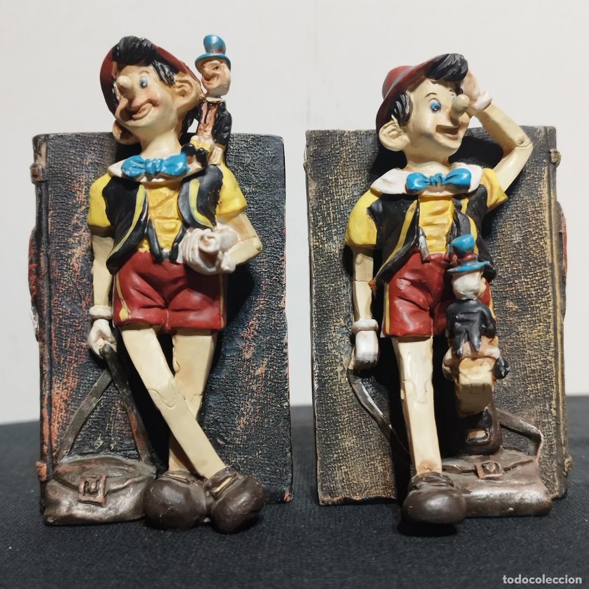 Arte: PAREJA DE SUJETALIBROS PEQUE&Ntilde;OS DE PINOCHO Y PEPITO GRILLO