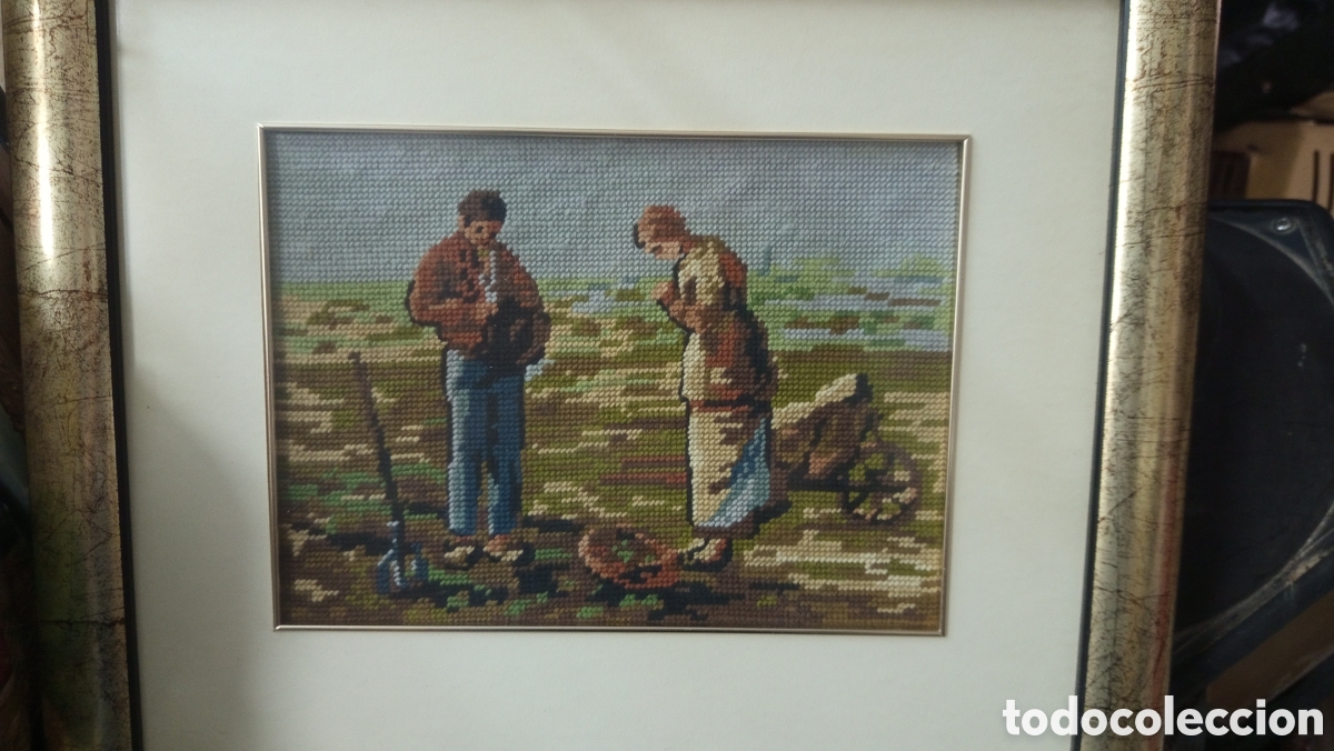 Otros objetos de arte: Bonito cuadro antiguo en punto - Foto 1