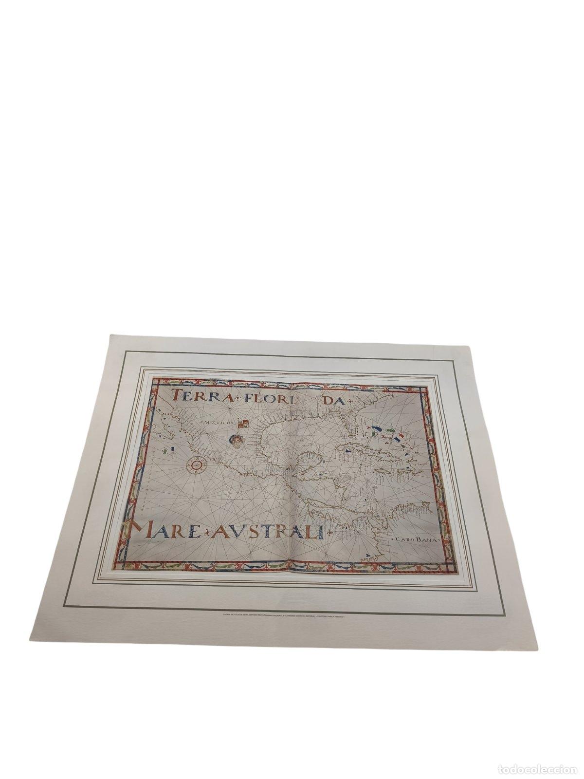 Otros objetos de arte: FACSIMIL MAPA ANTIGUO ATLAS DE OLIVA (SIGLO XVI) - TERRA FLORIDA Y MARE AUSTRALIS - PATRIMONIO NACIO