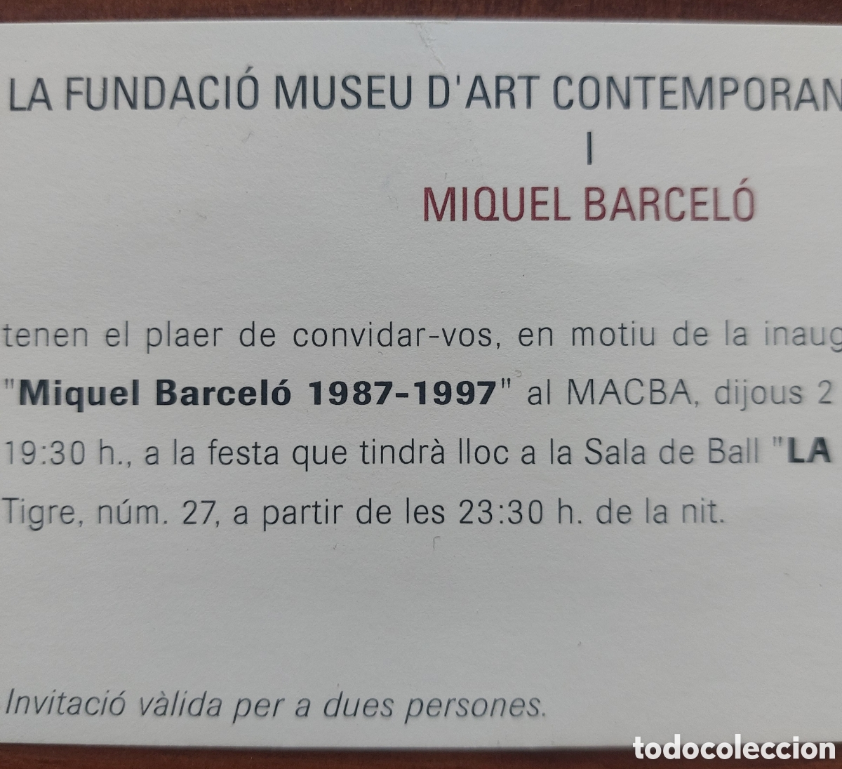 Otros objetos de arte: Miquel Barcel&oacute;. Invitaci&oacute;n. 1998 - Foto 5
