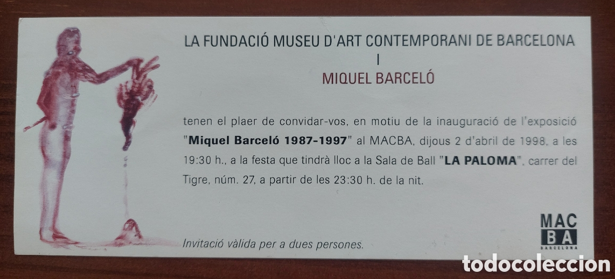 Otros objetos de arte: Miquel Barcel&oacute;. Invitaci&oacute;n. 1998