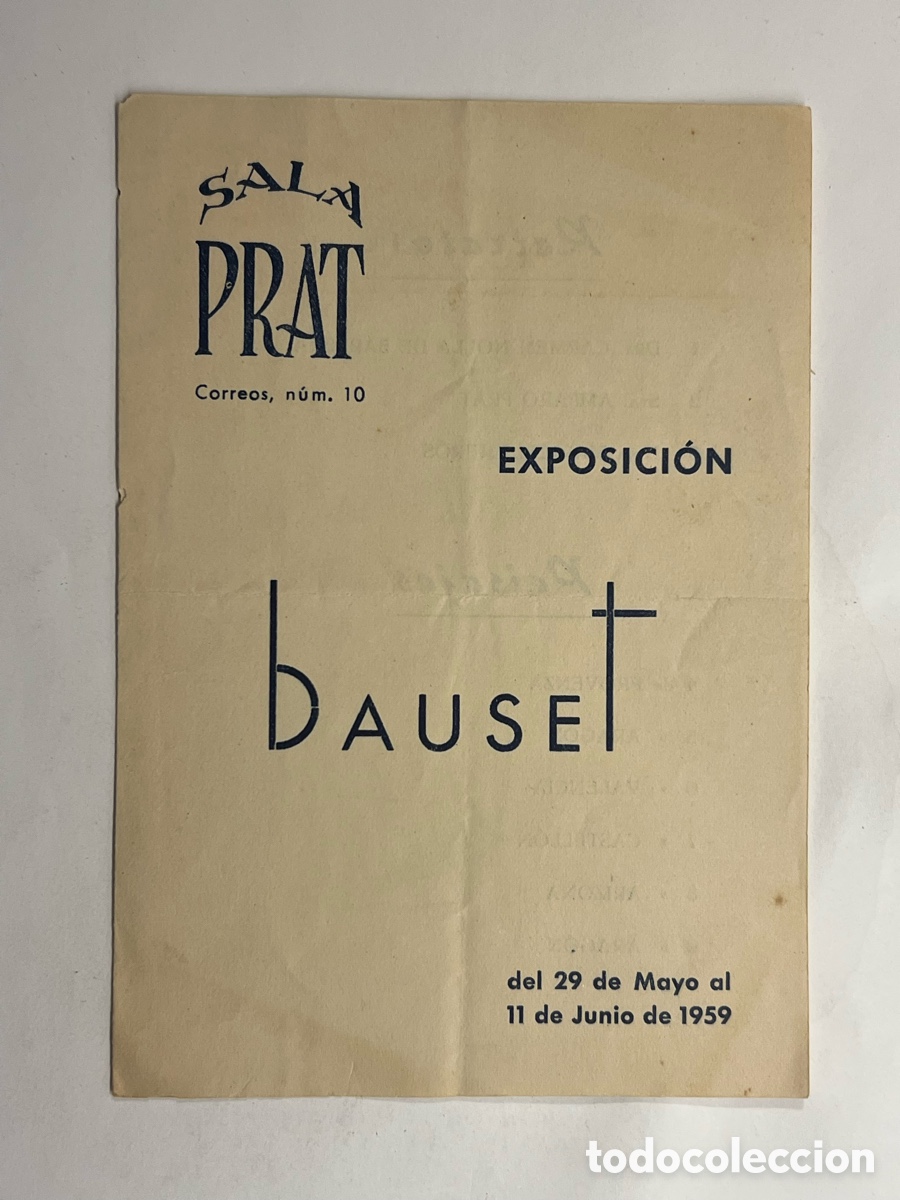 Otros objetos de arte: VALENCIA. SALA PRAT.. Exposici&oacute;n BaUseT.. Retratos, Paisajes, Flores&hellip; (a.1959) D&iacute;ptico..