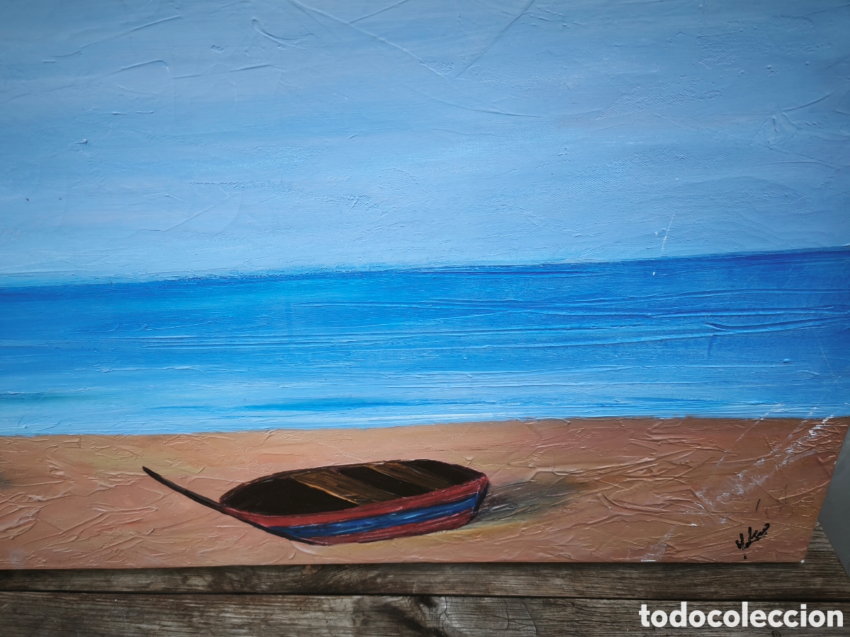 Otros objetos de arte: Cuadro de playa pintado a espatula - Foto 3