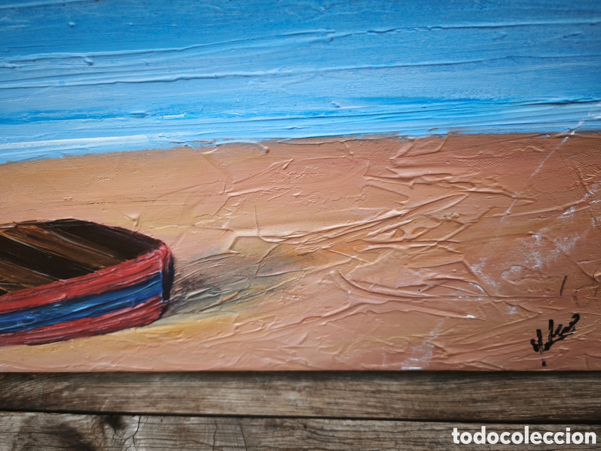 Otros objetos de arte: Cuadro de playa pintado a espatula - Foto 5