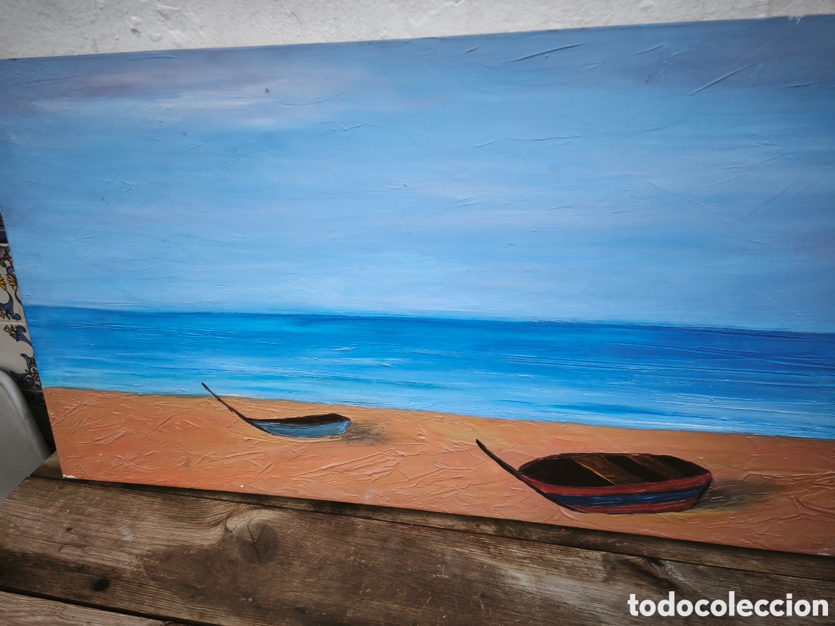 Otros objetos de arte: Cuadro de playa pintado a espatula - Foto 6