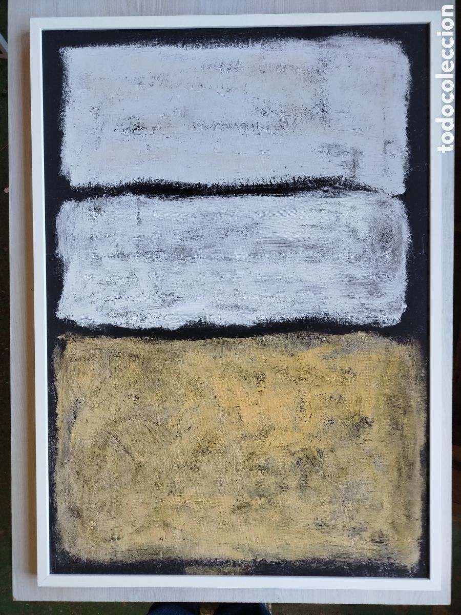 Otros objetos de arte: MARK ROTHKO. GOLD WHITE AND BLACK. VINILO IMPRESO. 100X70 CM.