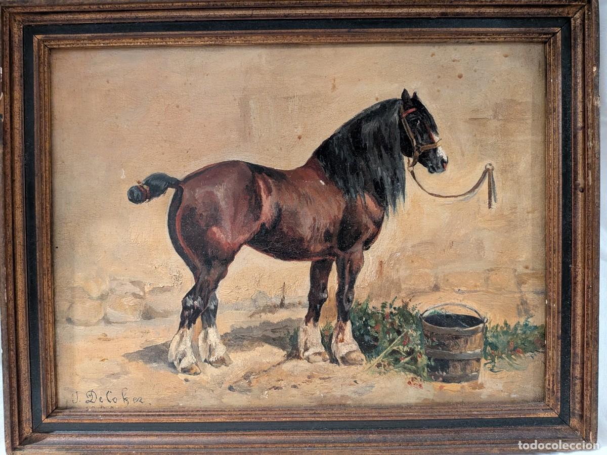 Otros objetos de arte: Cuadro de caballo de tiro Clydesdale, firmado, con marco de madera