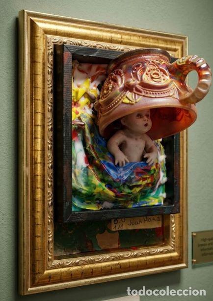 Otros objetos de arte: pieza obra arte surrealista tecnica mixta cristal ceramica biscuit papel pintura piezas antiguas