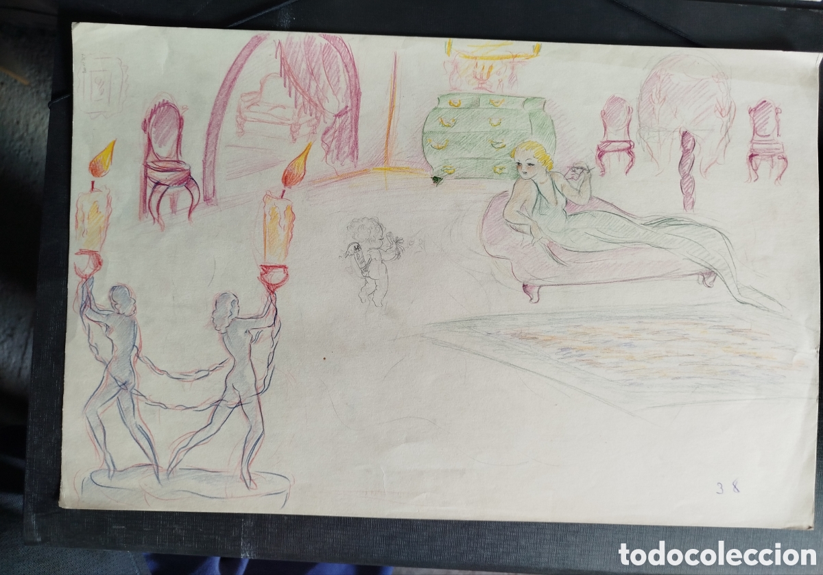 Otros objetos de arte: Dibujo Margarita Ib&aacute;&ntilde;ez retro