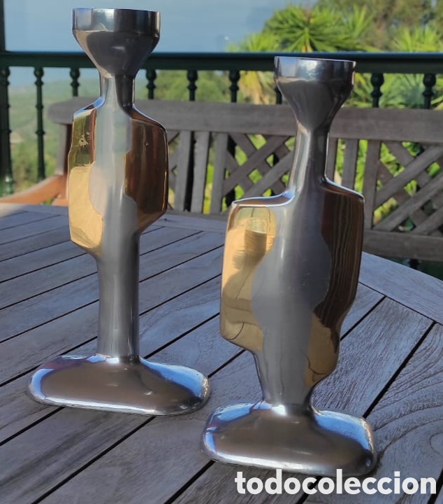 Otros objetos de arte: Candelabros David Marshall de estilo moderno de mediados de siglo, fabricados en Espa&ntilde;a