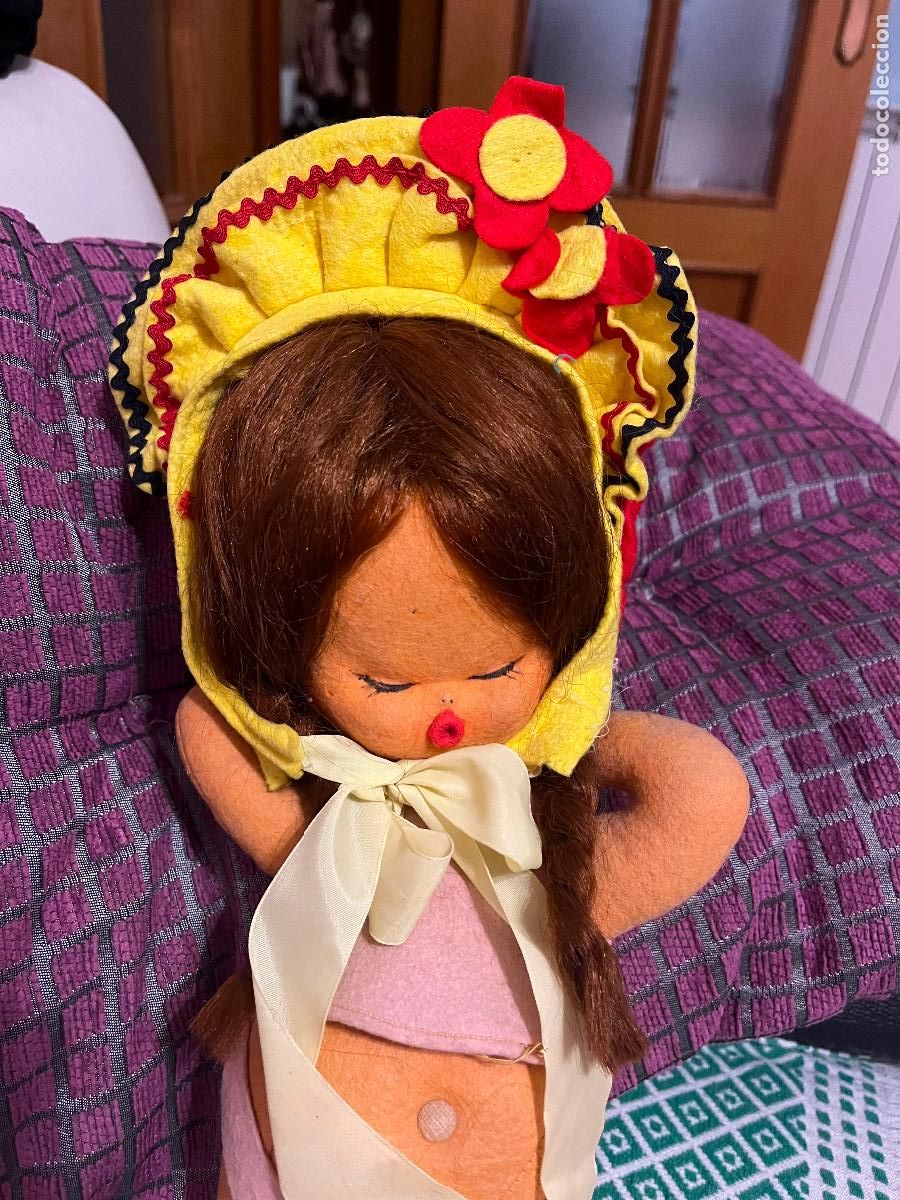 Vestidos mu&ntilde;eca espa&ntilde;ola cl&aacute;sica: Gorro para mu&ntilde;eca, con flores - Foto 6