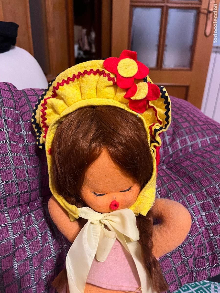 Vestidos mu&ntilde;eca espa&ntilde;ola cl&aacute;sica: Gorro para mu&ntilde;eca, con flores - Foto 8