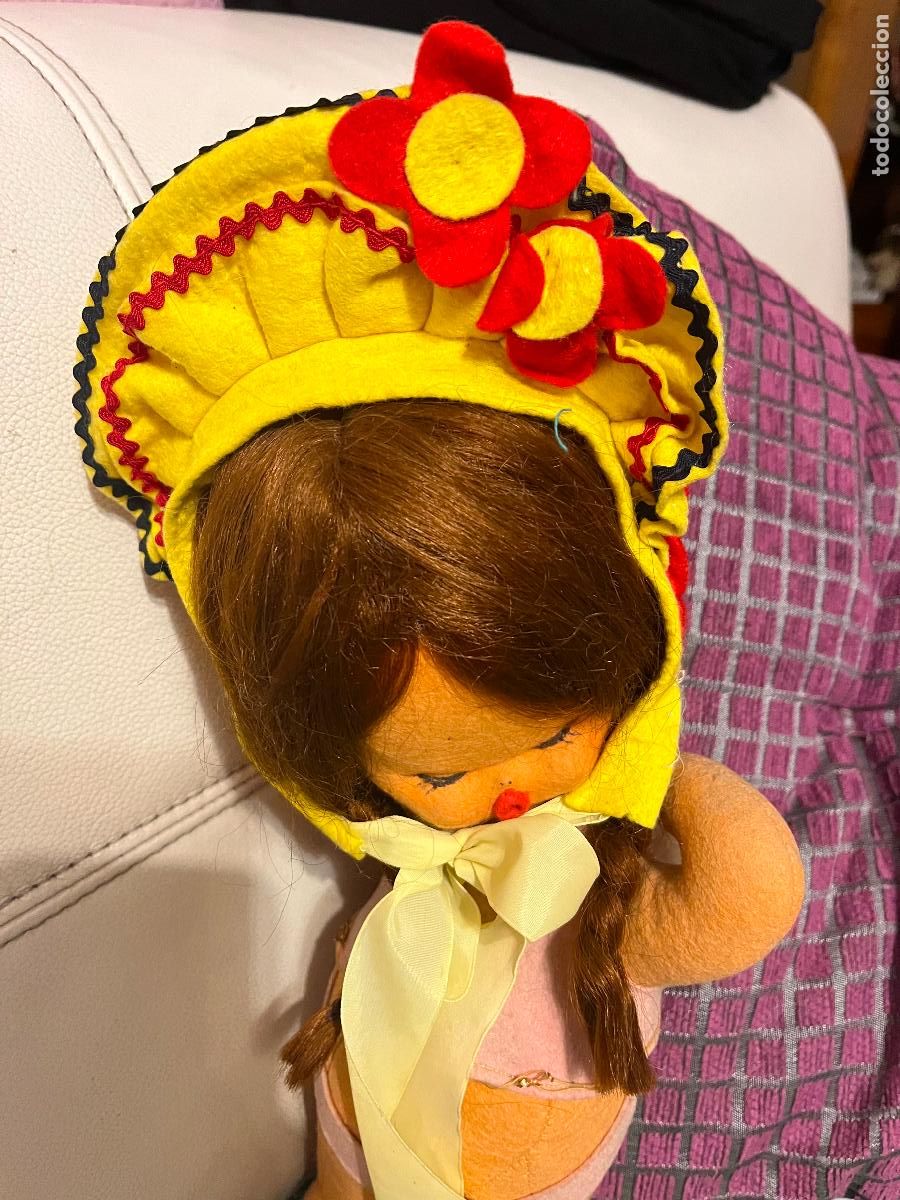 Vestidos mu&ntilde;eca espa&ntilde;ola cl&aacute;sica: Gorro para mu&ntilde;eca, con flores - Foto 9