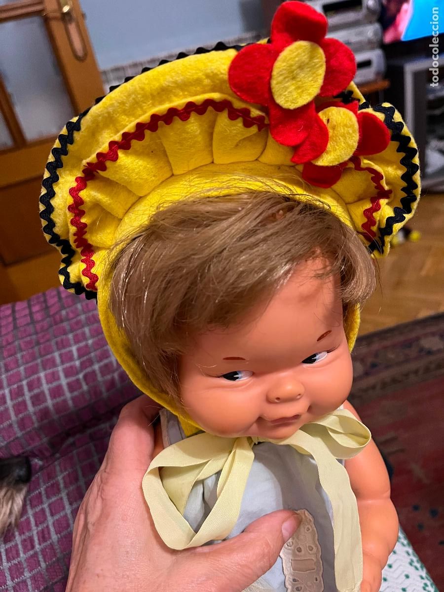 Vestidos mu&ntilde;eca espa&ntilde;ola cl&aacute;sica: Gorro para mu&ntilde;eca, con flores - Foto 10