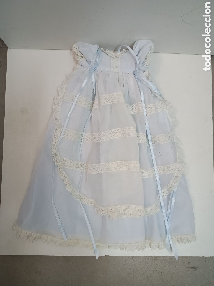 Vestiti Bambola Spagnola Classica: ANTIGUO VESTIDO AZUL DE MU&Ntilde;ECA - LARGO 45cm - DESCONOZCO PARA QUE MU&Ntilde;ECA ES