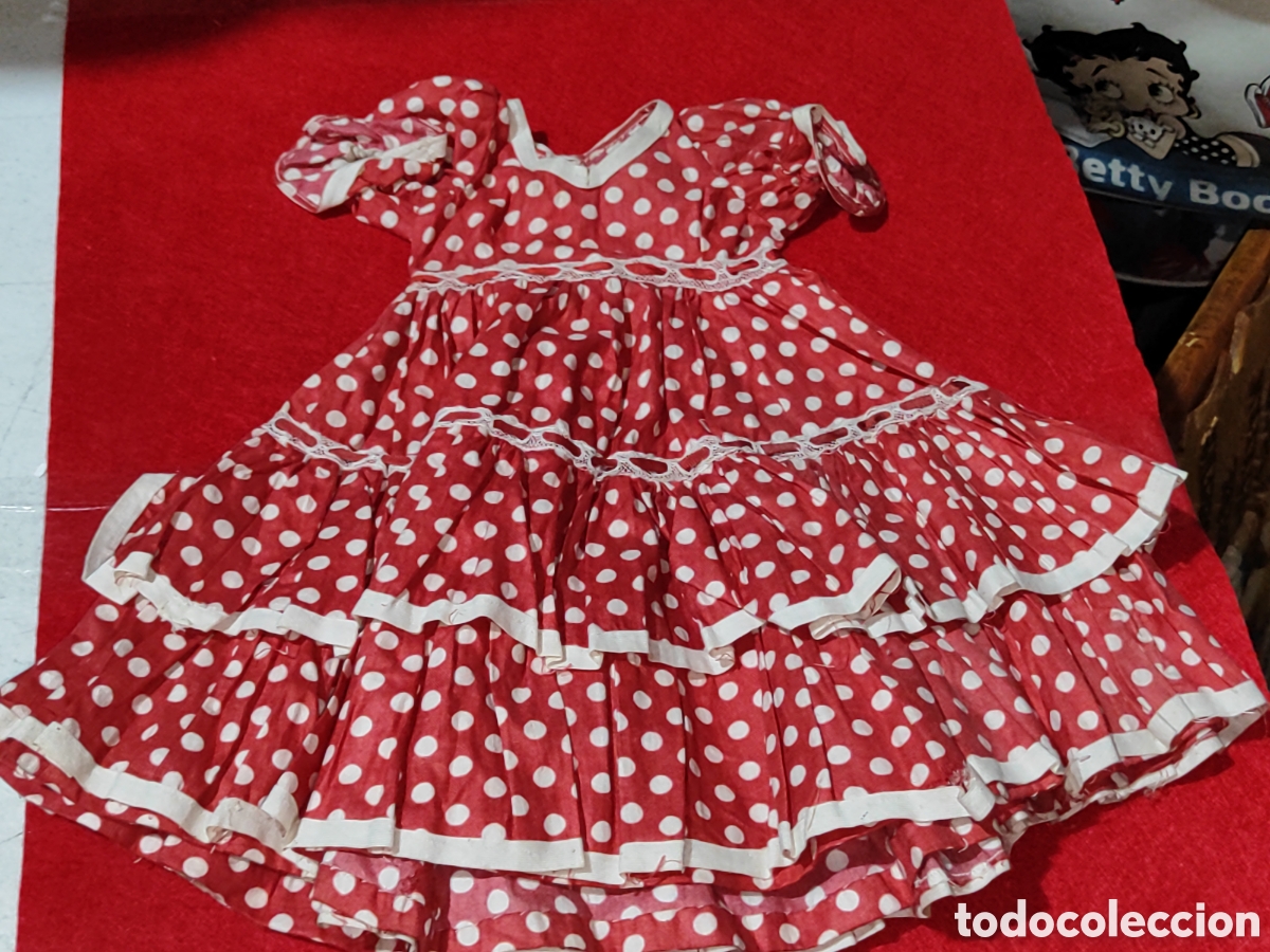 Vestidos mu&ntilde;eca espa&ntilde;ola cl&aacute;sica: Antiguo vestido sevillana para mu&ntilde;eca mariquita perez o similar sin etiqueta