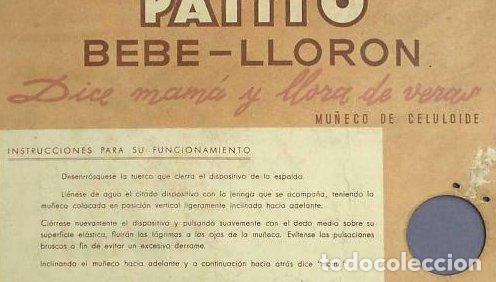 Vestidos mu&ntilde;eca espa&ntilde;ola cl&aacute;sica: DISPLAY DE SOBREMESA, PATITO BEBE - LLOR&Oacute;N. MU&Ntilde;ECO DE CELULOIDE. SIN FECHA.