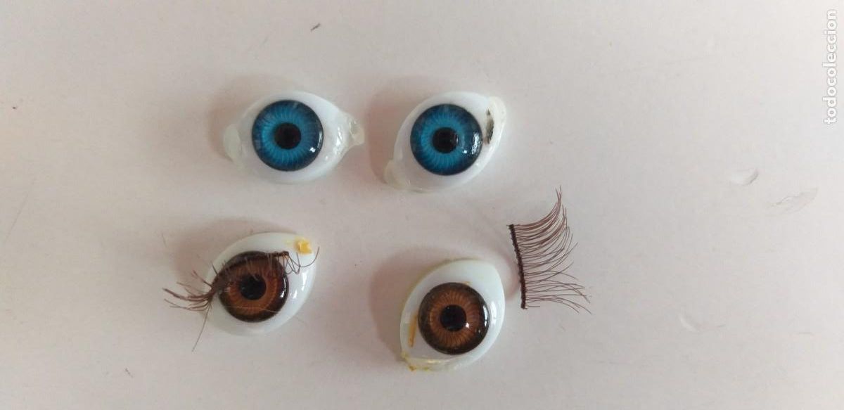 Vestidos mu&ntilde;eca espa&ntilde;ola cl&aacute;sica: LOTE DE 4 OJOS ACRILICOS CON 2 PESTA&Ntilde;AS