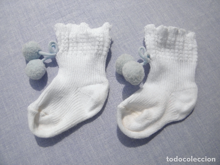 calcetines con pompones azules, para beb - Comprar Vestidos y Accesorios Muñecas Españolas de colección en - 172014857