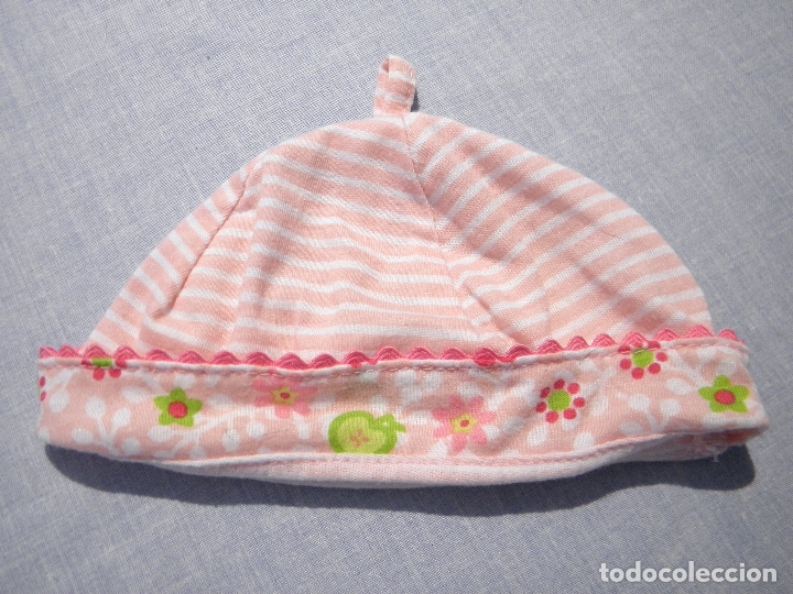 Vestidos mu&ntilde;ecas espa&ntilde;olas: Gorro rayas rosas para mu&ntilde;ecas - Foto 1