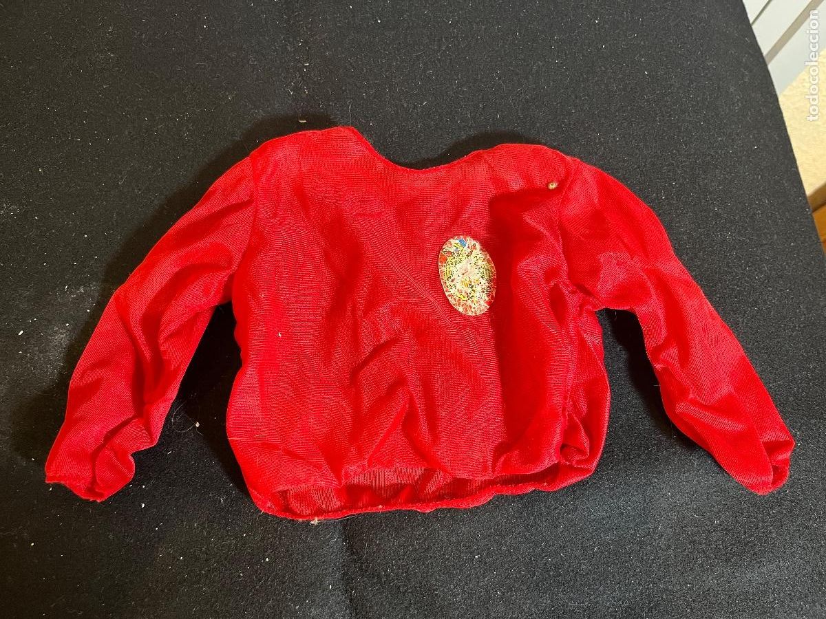 Vestidos mu&ntilde;ecas espa&ntilde;olas: Jersey FRANCO rojo de punto para mu&ntilde;eca vintage &ndash; estampado Aguila San Juan hist&oacute;rico a&ntilde;os 70-80