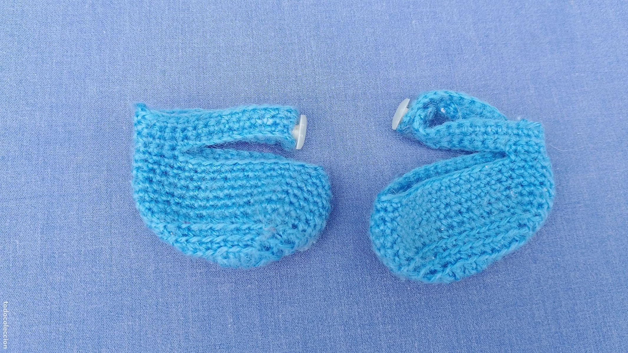 Vestidos Mu&ntilde;ecas Espa&ntilde;olas: Antiguos zapatos de punto azules para mu&ntilde;ecas