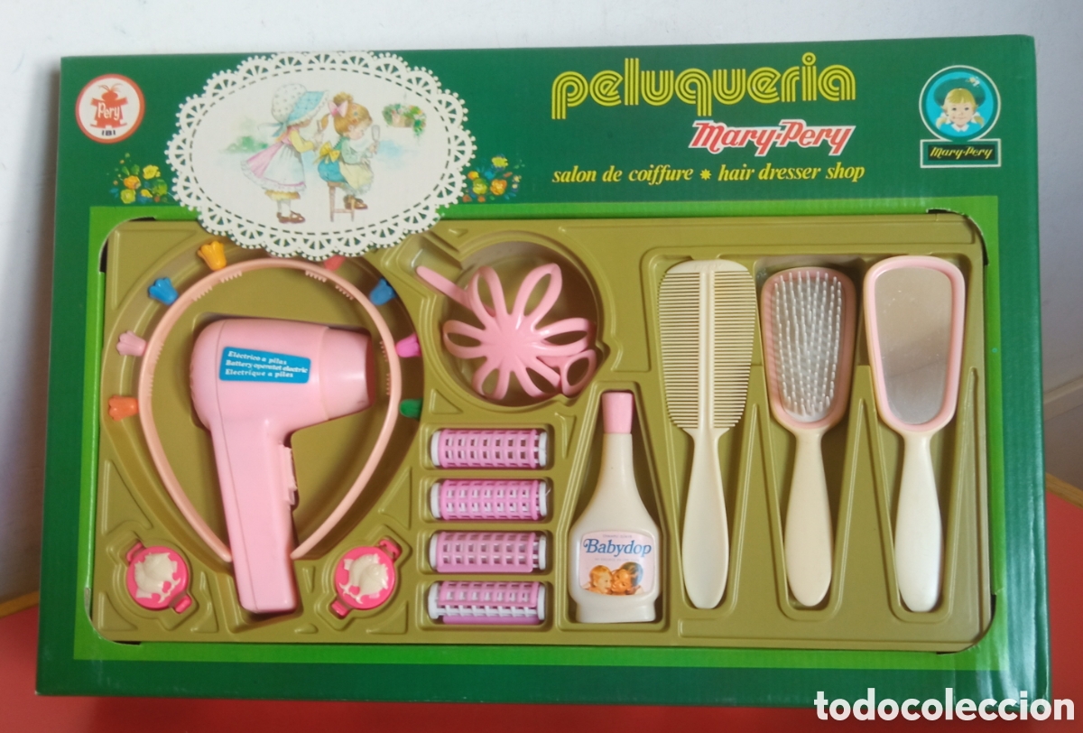 Vestidos Mu&ntilde;ecas Espa&ntilde;olas: SET PELUQUER&Iacute;A CON SECADOR EL&Eacute;CTRICO MARY PERY 70'S.NUEVO EN CAJA.