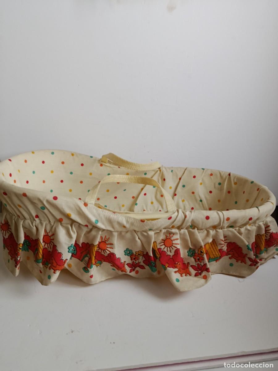 Vestidos Mu&ntilde;ecas Espa&ntilde;olas: CUNA CANASTO, BA&Ntilde;ERA DEL ANTIGUO MU&Ntilde;ECO BABY MOCOSETE