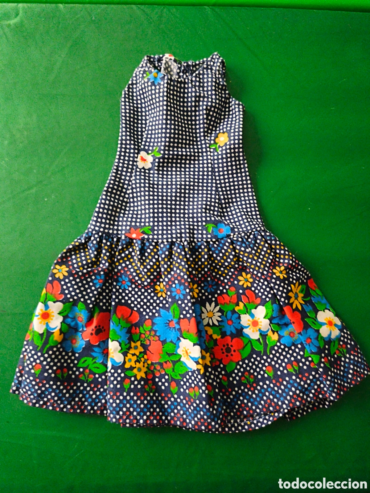 Vestidos Mu&ntilde;ecas Espa&ntilde;olas: Vestido mu&ntilde;eca puntos y flores. A&ntilde;os 70-80
