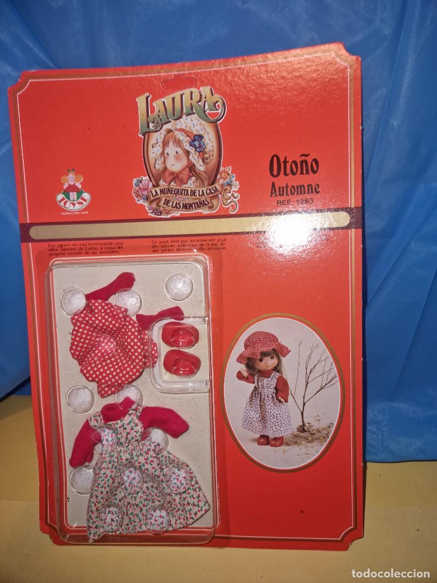 Vestidos Mu&ntilde;ecas Espa&ntilde;olas: Antiguo blister original del conjunto de ropa OTO&Ntilde;O de la mu&ntilde;eca Laura de las Monta&ntilde;as de Toyse