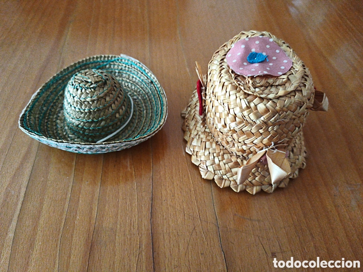 Vestidos Mu&ntilde;ecas Espa&ntilde;olas: Lote de 2 sombreros de paja para mu&ntilde;ecas