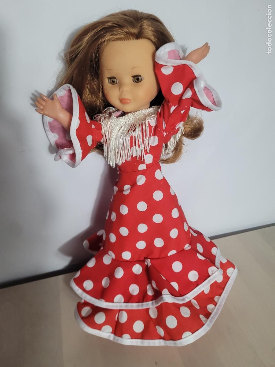 Vestidos Mu&ntilde;ecas Espa&ntilde;olas: vestido de flamenca rojo largo para mu&ntilde;eca nancy sevillana